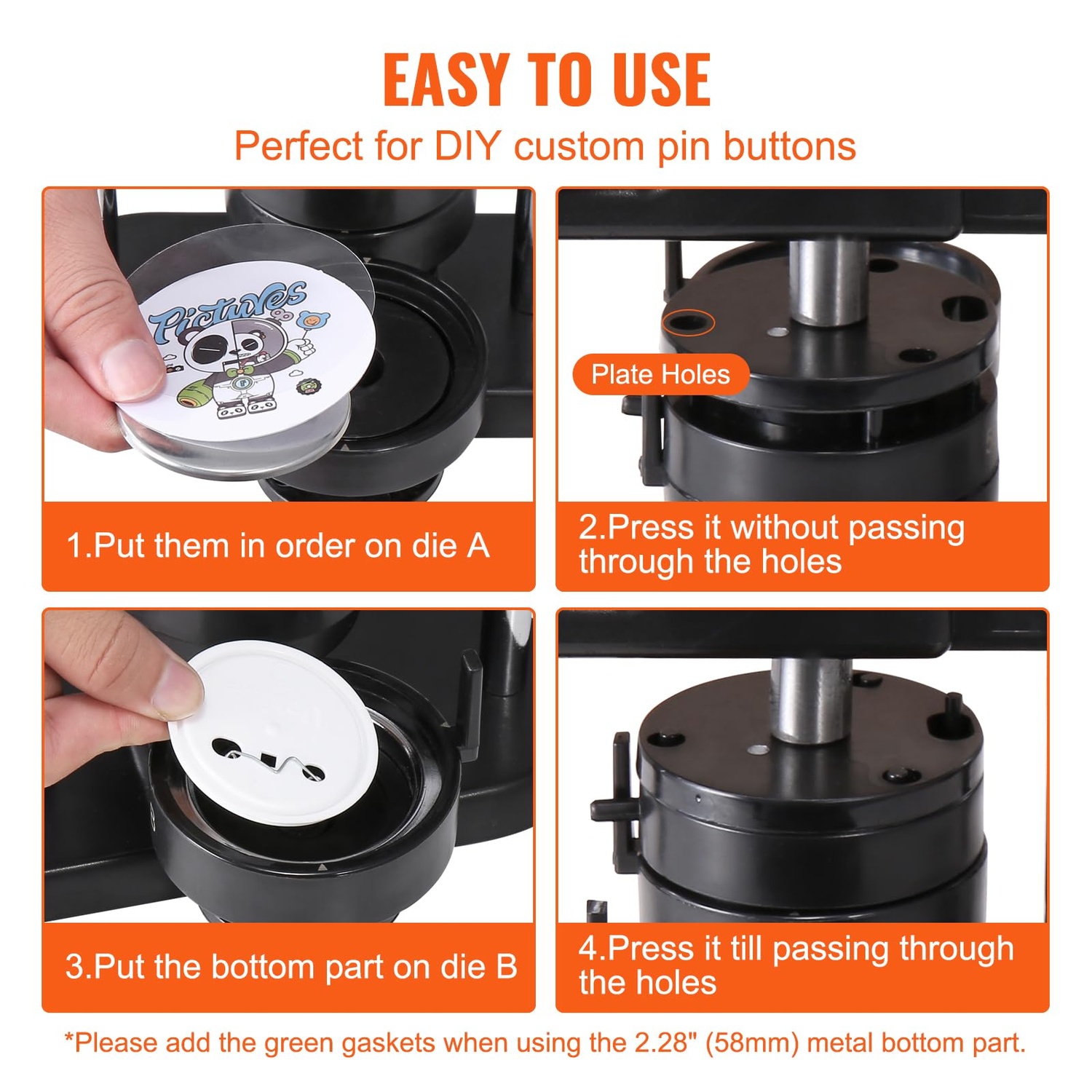 VEVOR Button Maker 3-in-1 w/ 300pcs Button Parts