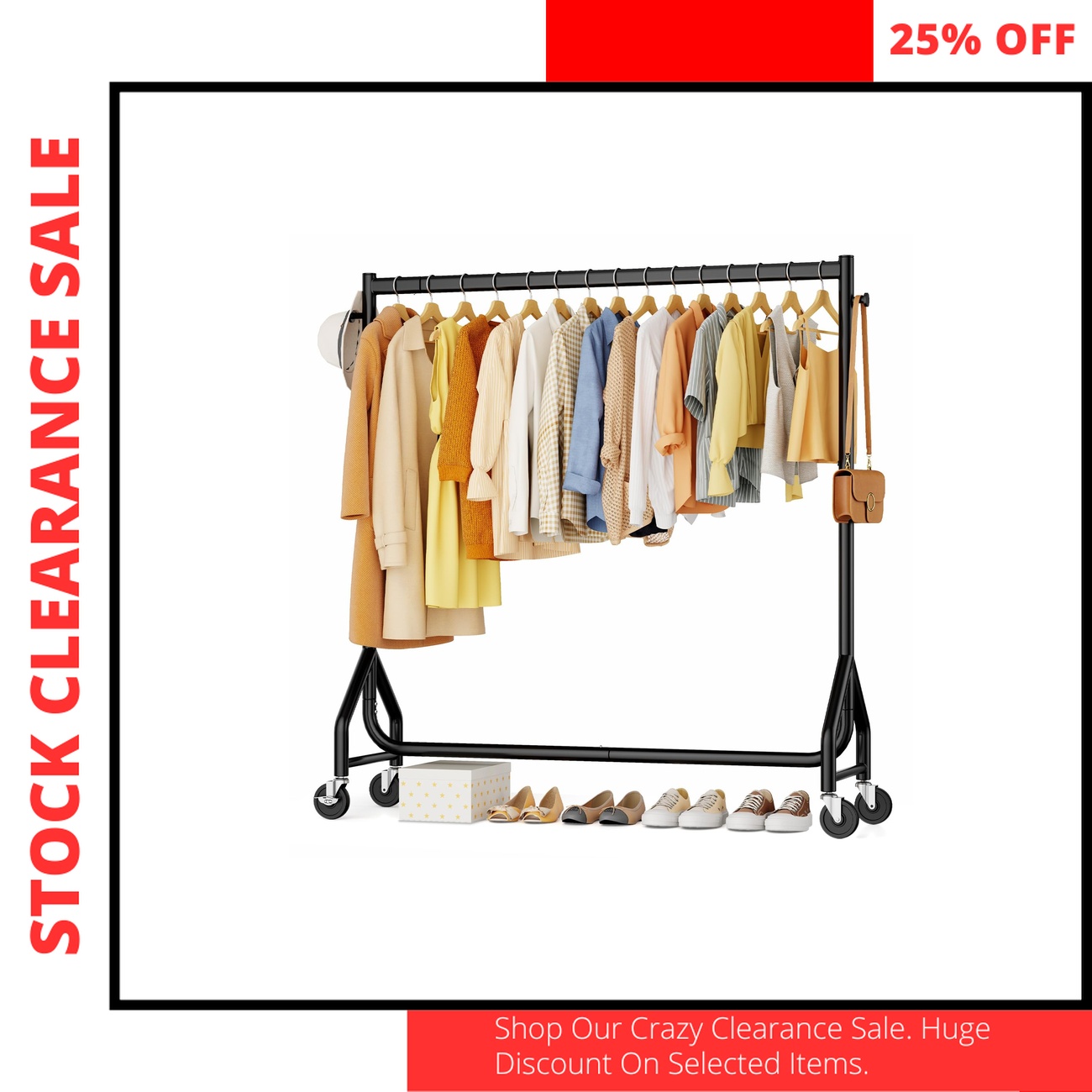 Clothes Rack Rolling Heavy Duty 420 lbs Black