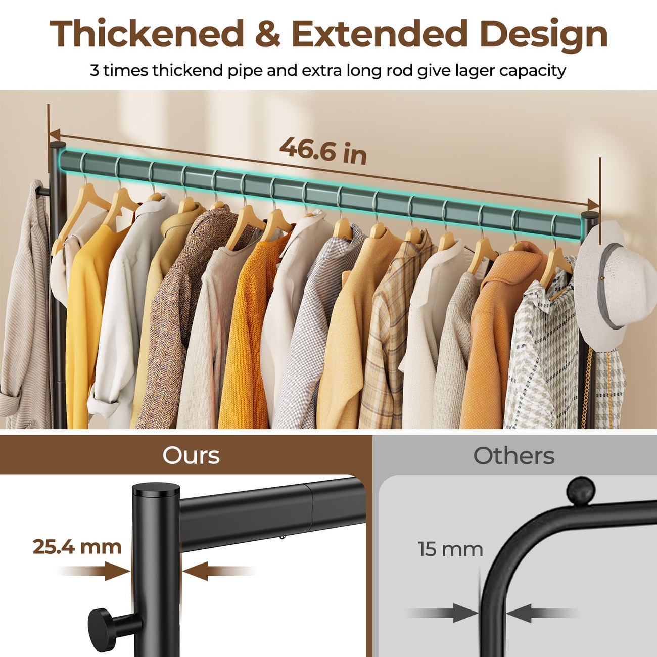 Clothes Rack Rolling Heavy Duty 420 lbs Black