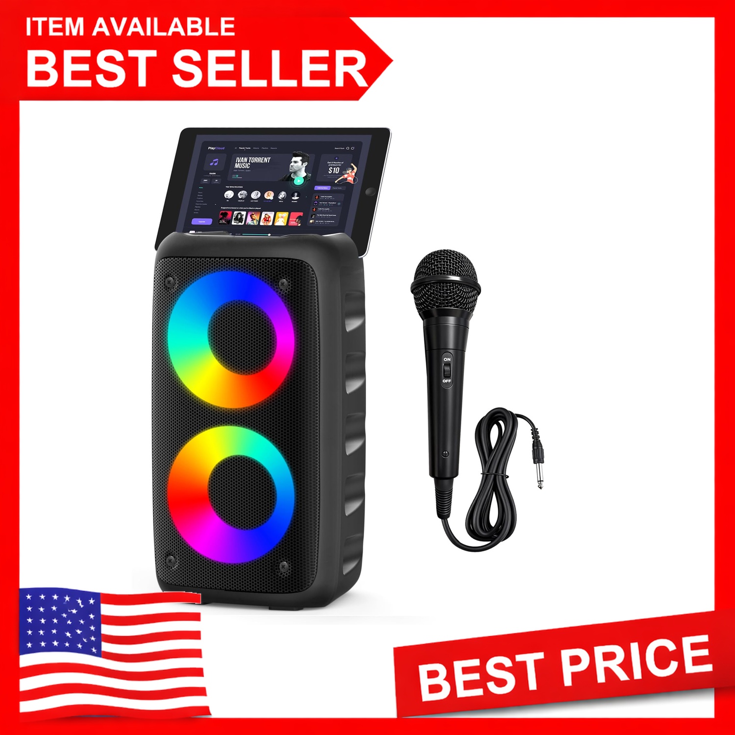 Bluetooth Karaoke Speaker System with Lights