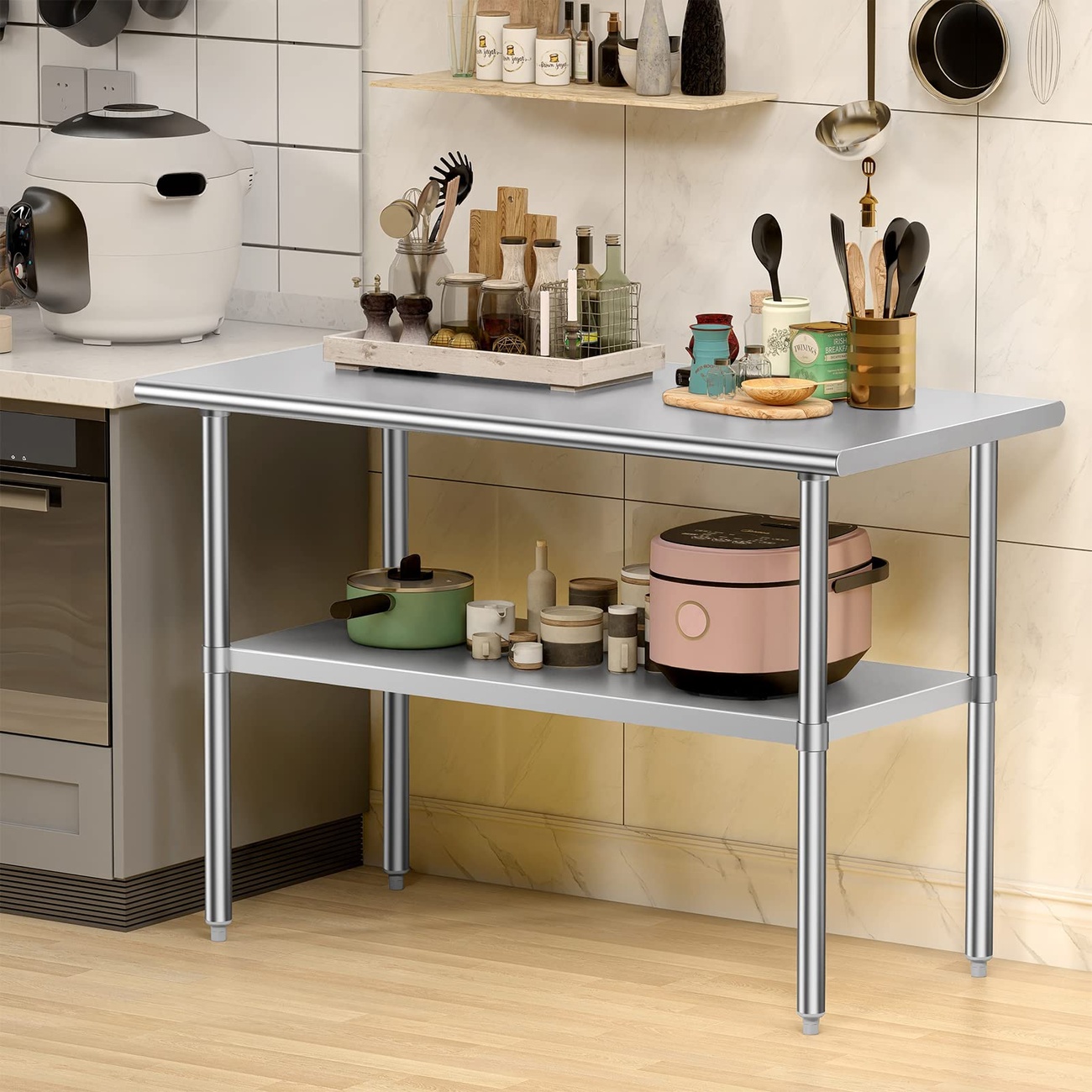 Heavy-Duty Stainless Steel Table 24"x72" with Bottom Shelf